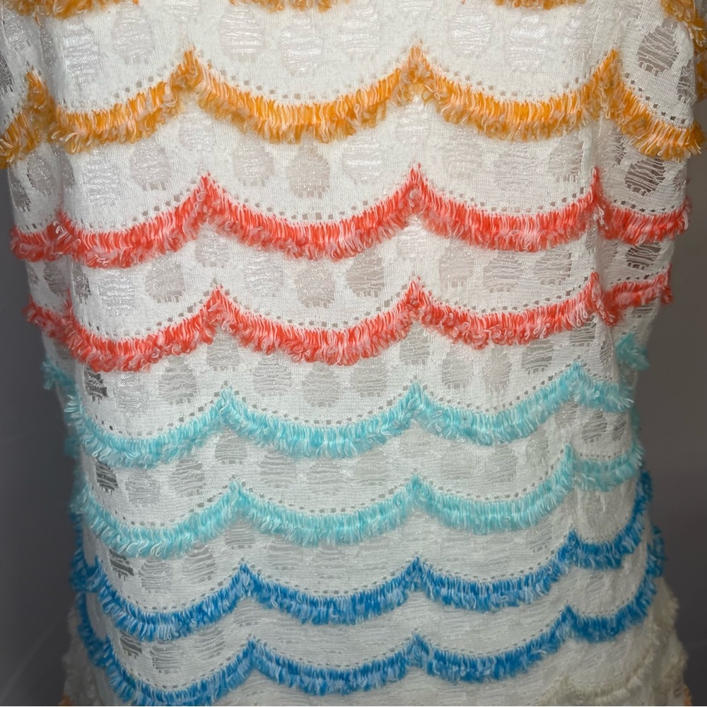 Antonio Melani Sleeveless sheath dress Rainbow scalloped fringe and lace‎ Size 6 - Picture 4 of 8